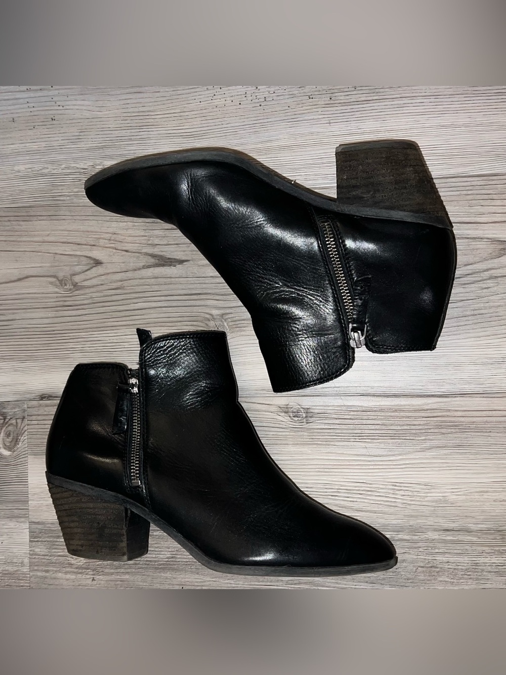 Women’s Frye Judith Black Leather Ankle Booties 9.5 Double-side Zip